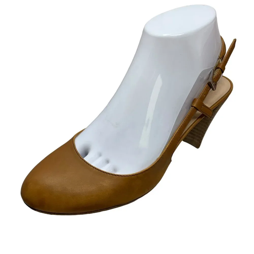 BALLY Switzerland Cognac Leather‎ Slingback Heels